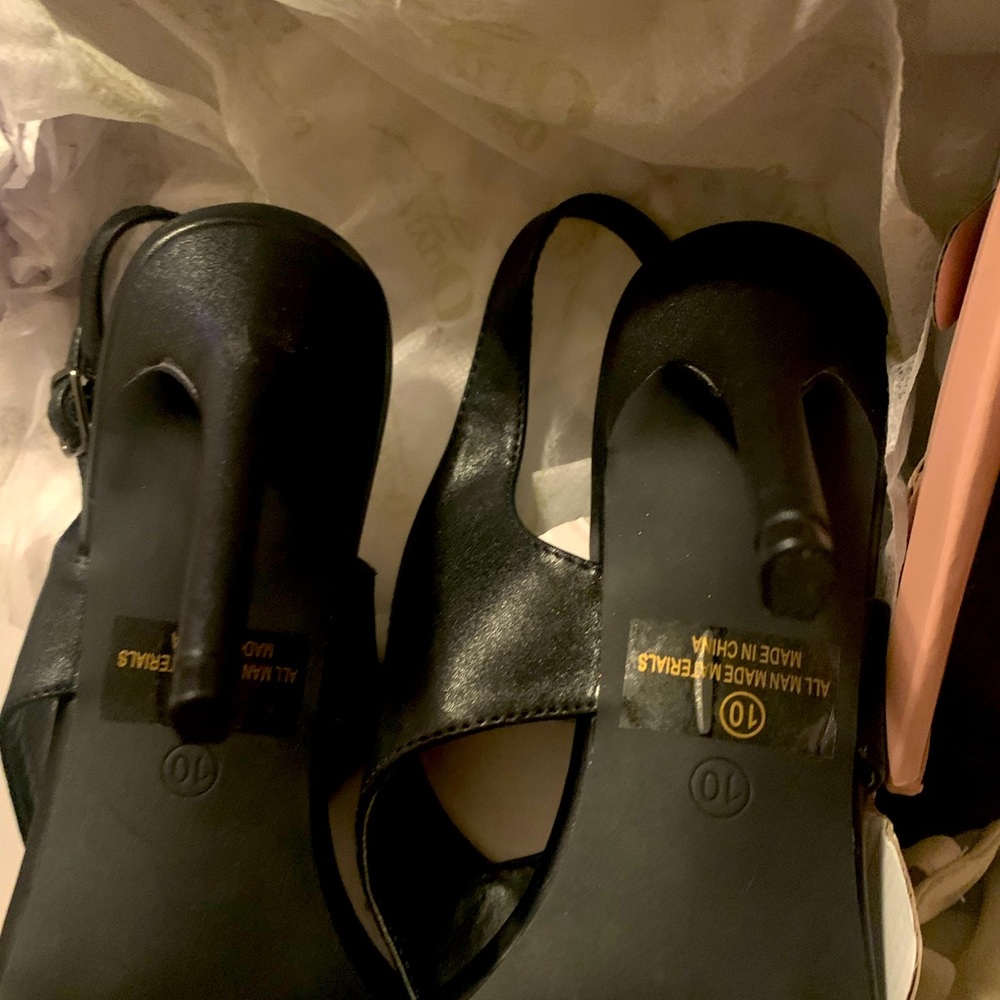 Black wedge heel sandal
